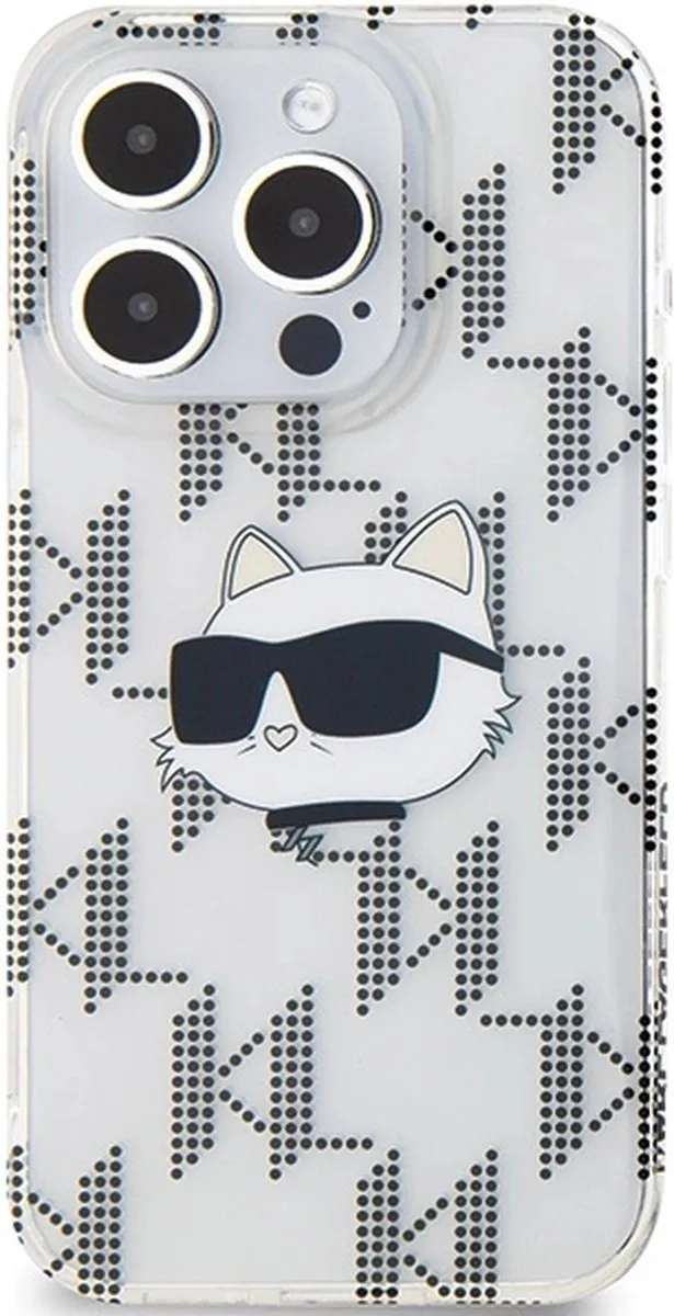 Karl Lagerfeld IML Choupette Head & Monogram Hoesje iPhone 15 Pro - Transparant