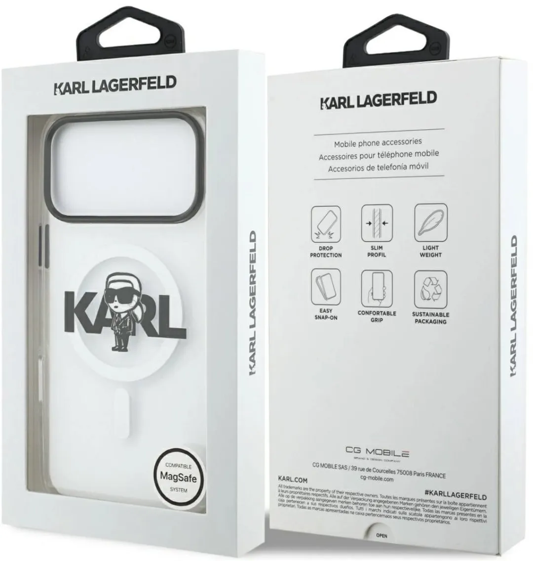 Karl Lagerfeld Case IML Sketch Logo MagSafe iPhone 17 Pro Max - Zwart