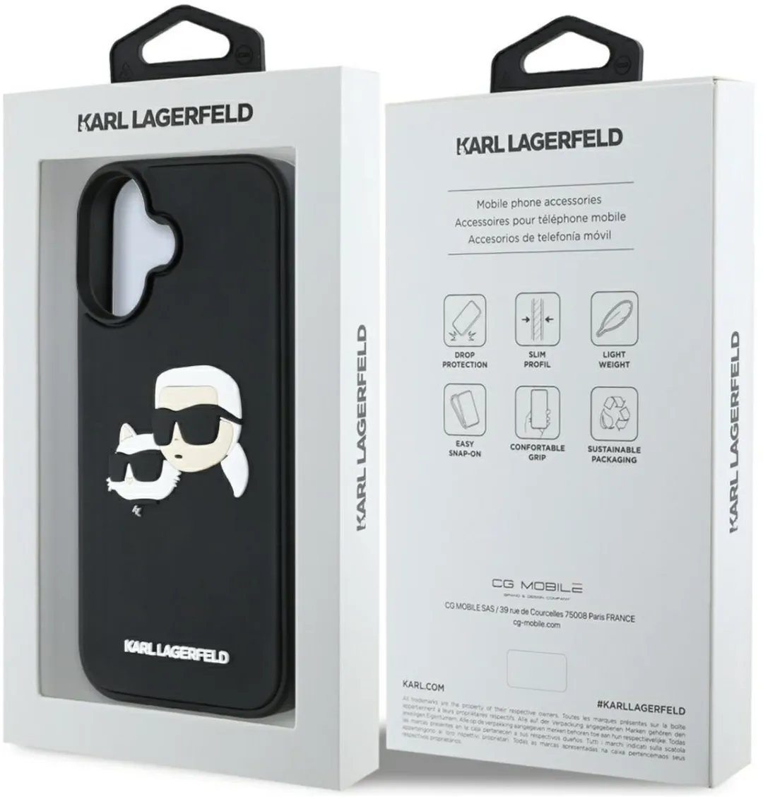 Karl Lagerfeld HC 3D Rubberen Hoesje iPhone 16 - Transparent
