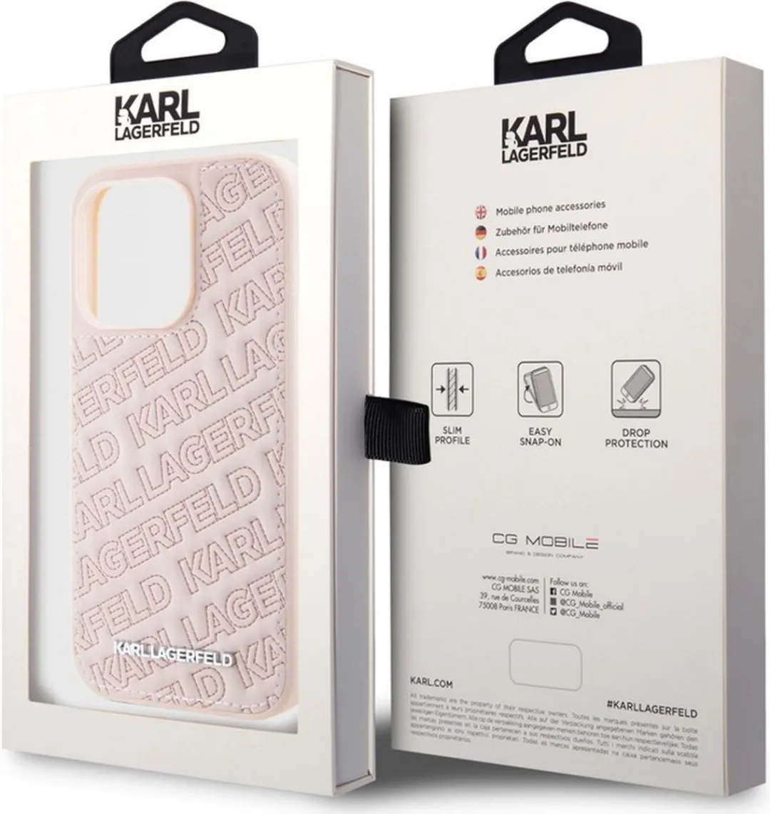 Karl Lagerfeld Quilted Pattern Back Case Roze - iPhone 15 Pro Max