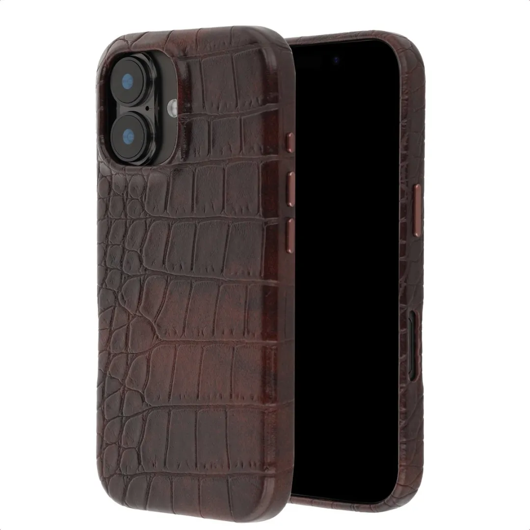Selencia Hoesje iPhone 16 Croco Brown