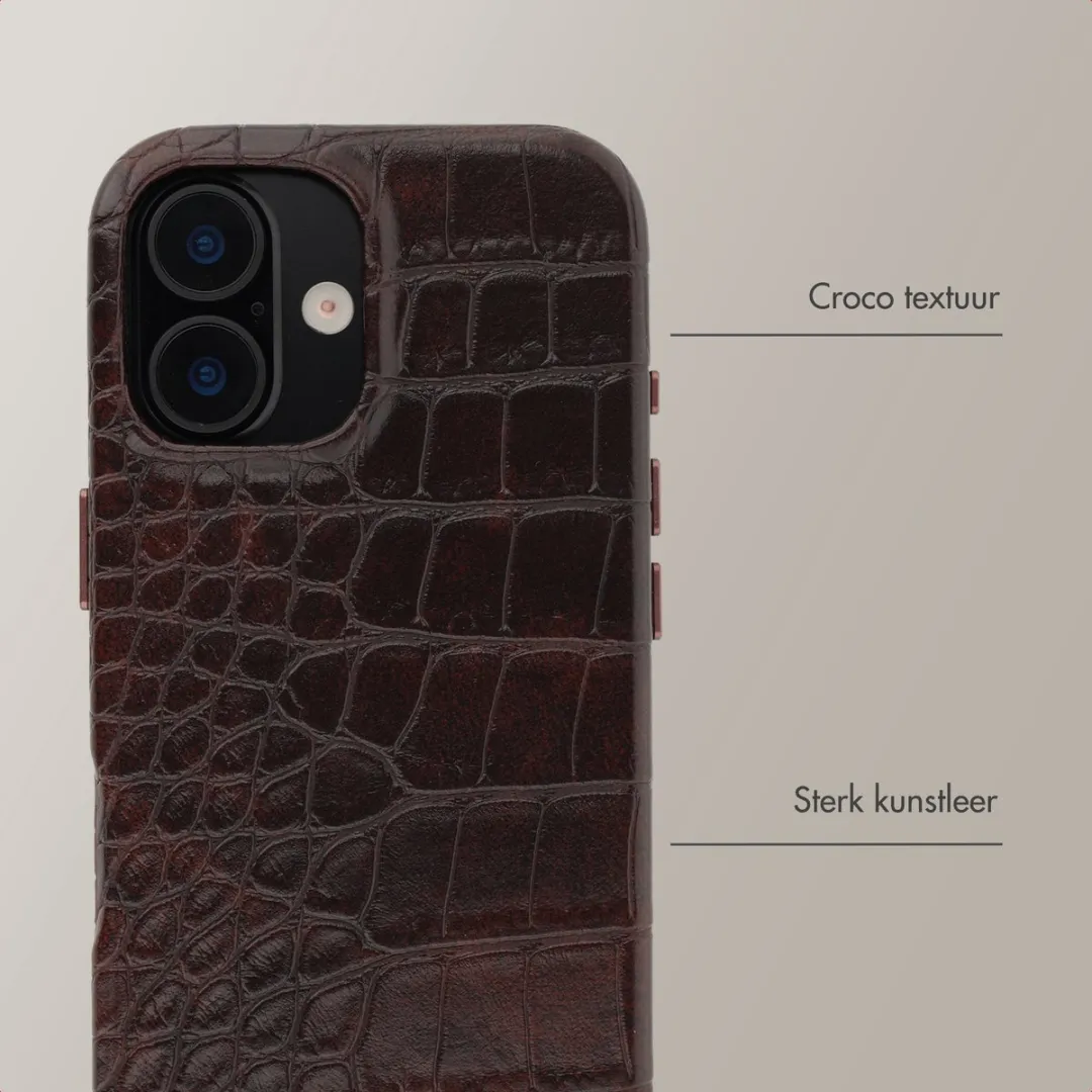 Selencia Hoesje iPhone 16 Croco Brown - MagSafe