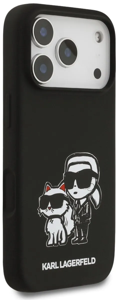 Karl Lagerfeld Silicone Case K&C Sketch & Logo - iPhone 17 Pro - Zwart