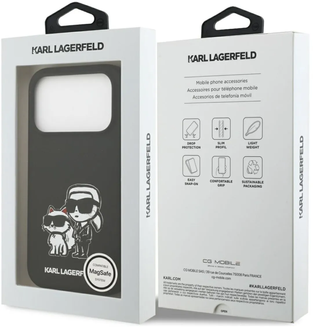 Karl Lagerfeld Silicone Case K&C Sketch & Logo - iPhone 17 Pro - Zwart