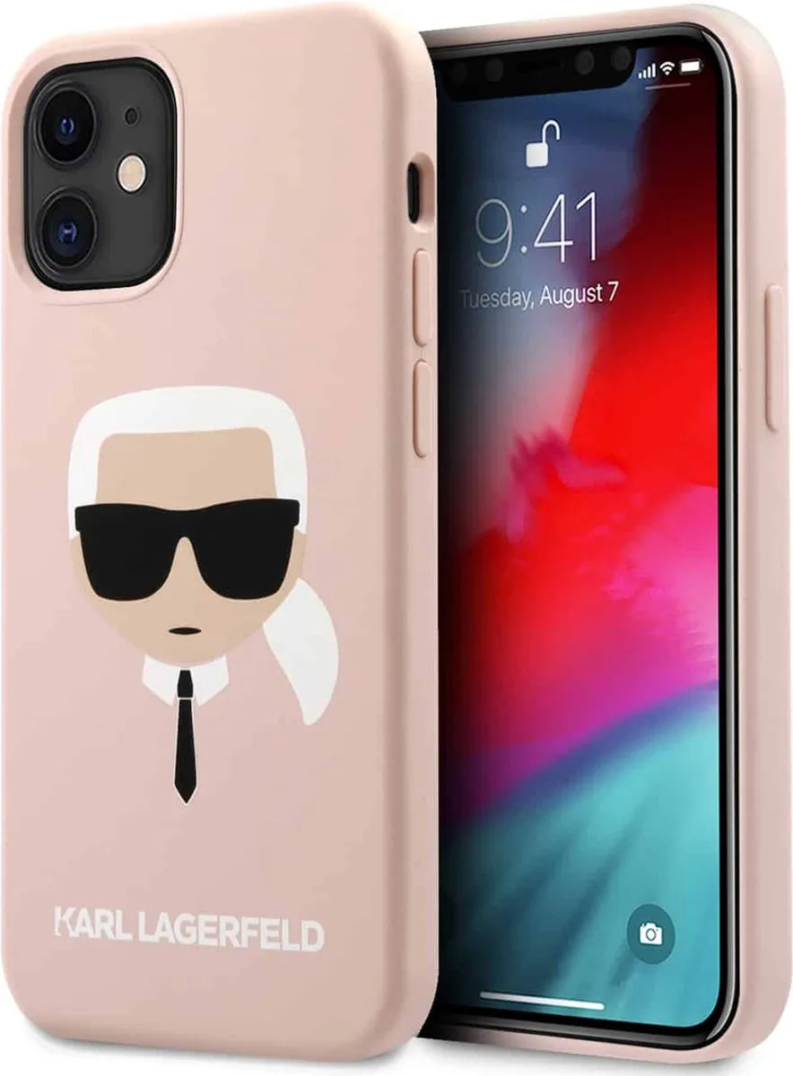 Karl Lagerfeld Karl's Head Hoesje iPhone 12 Mini - Lichtroze - MPN 3700740482742