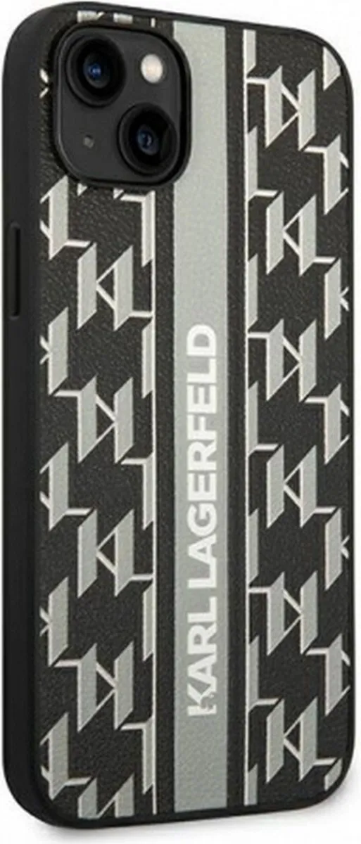 Karl Lagerfeld Monogram Stripe Back Case - iPhone 14 Grijs
