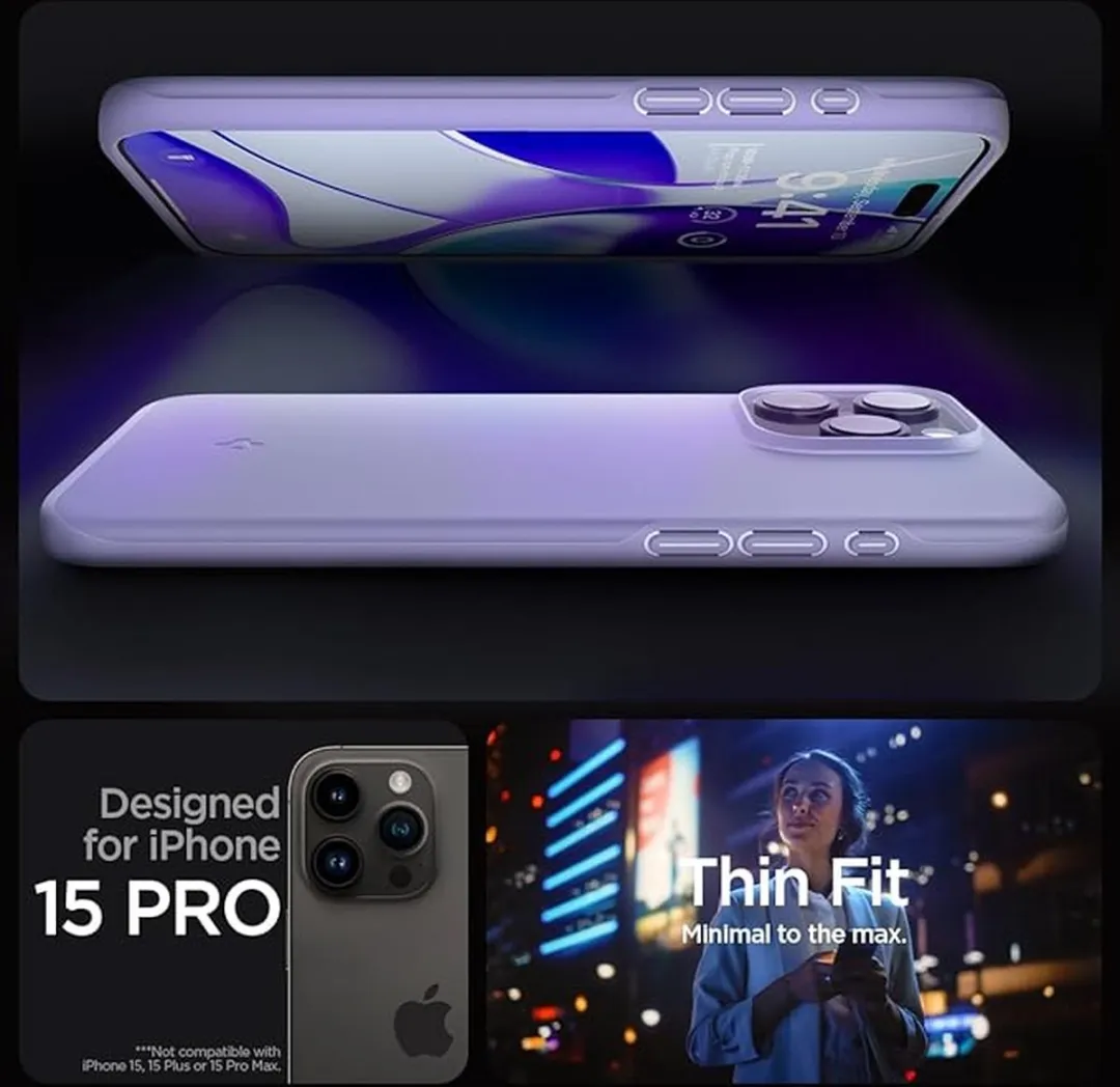 Spigen Thin Fit Hoesje iPhone 15 Pro - Paars