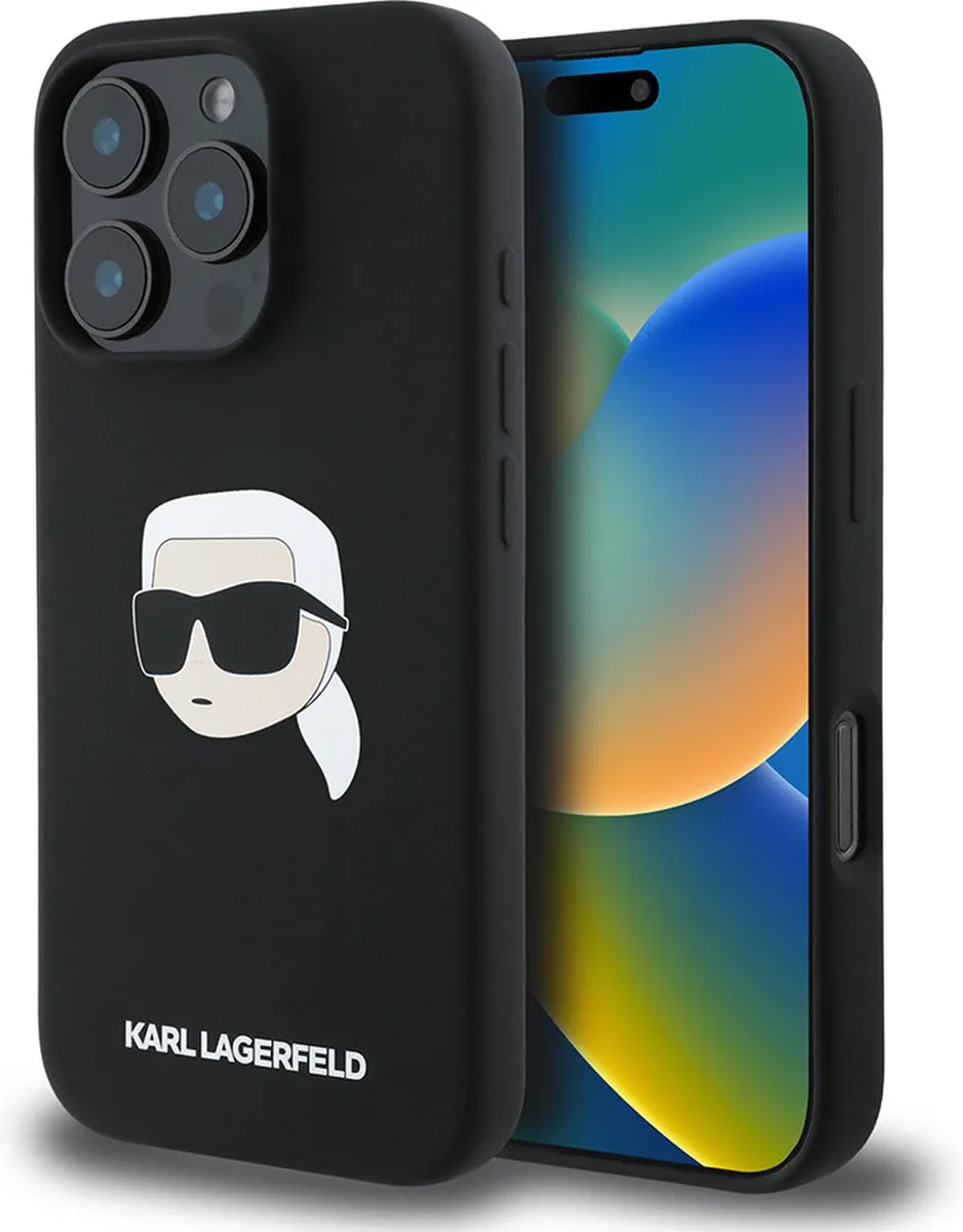 Karl Lagerfeld Backcase Hoesje iPhone 16 Pro KLHMP16LSCMKCRHK - Zwart