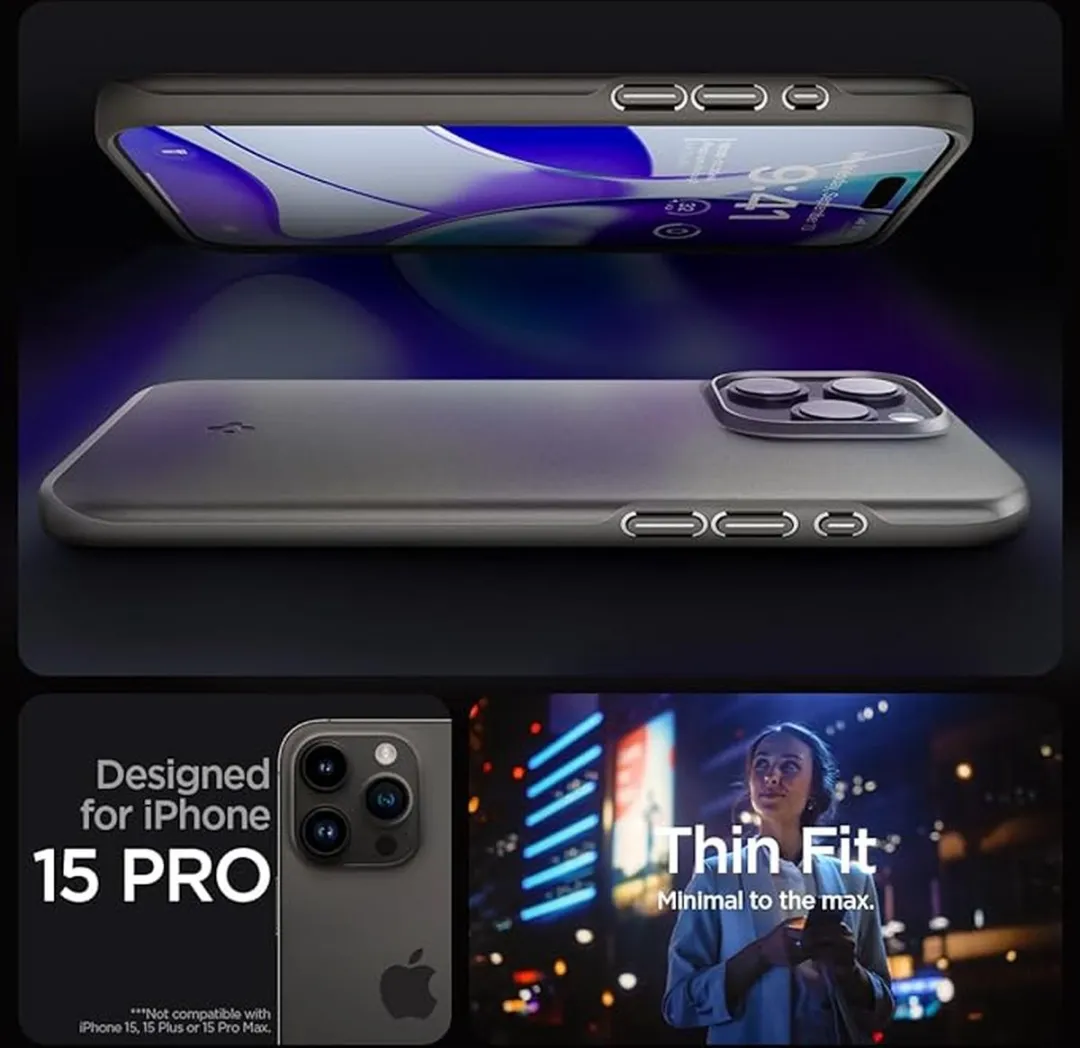 Spigen iPhone 15 Pro Back Cover Thin Fit - Gunmetal
