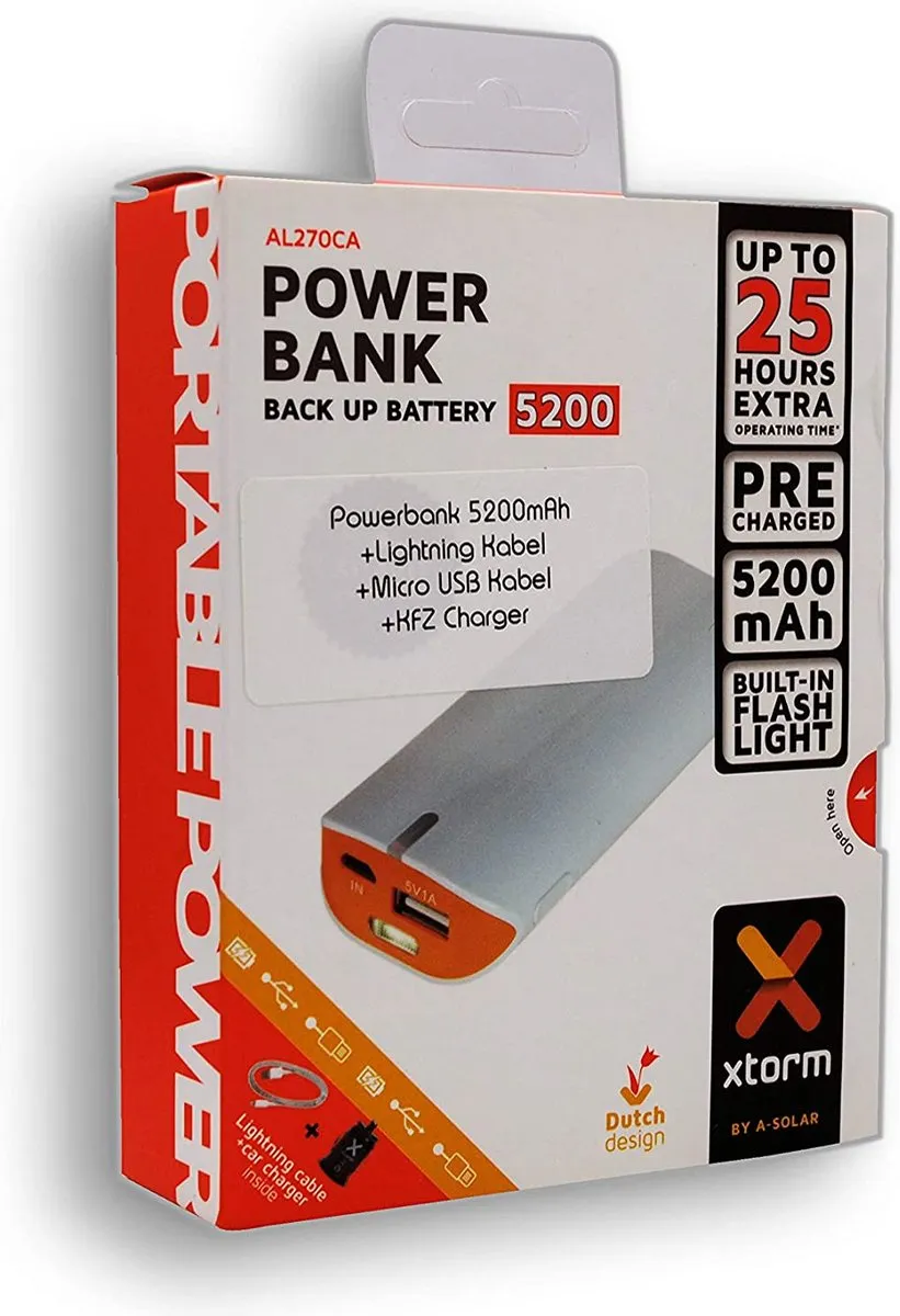Xtorm AL270CA Powerbank 5200mAh - Oranje/Wit - afbeelding 4 van 4