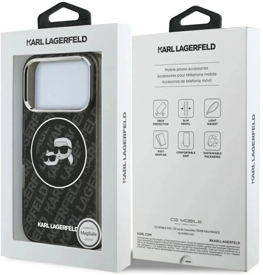 Karl Lagerfeld iPhone 17 Pro Hoesje - IML Glitter - Zwart