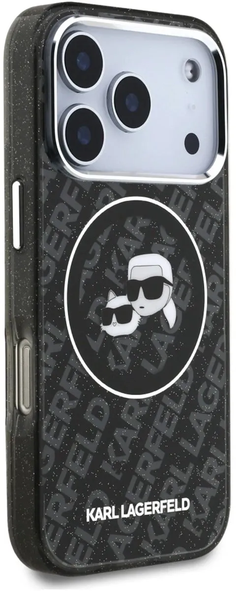 Karl Lagerfeld iPhone 17 Pro Hoesje - IML Glitter - Zwart