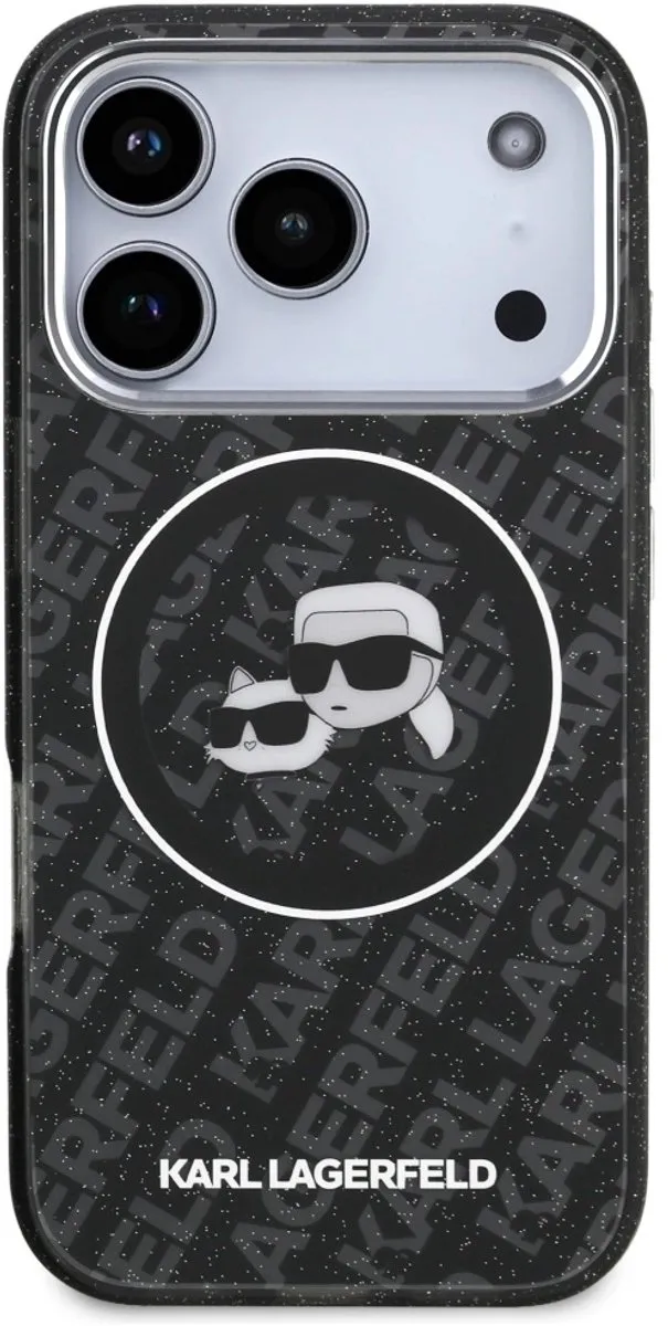 Karl Lagerfeld iPhone 17 Pro Hoesje - IML Glitter - Zwart