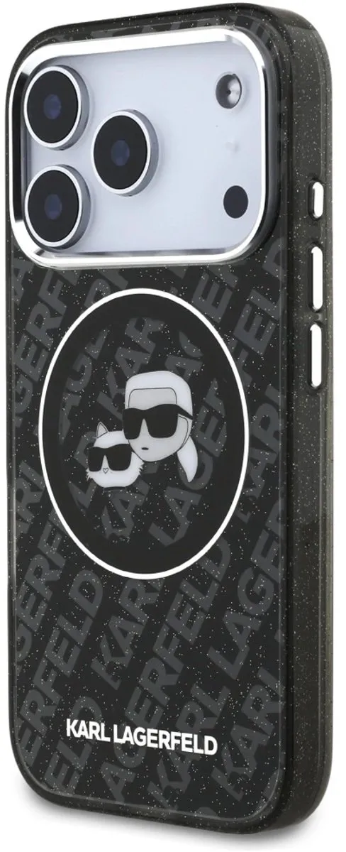 Karl Lagerfeld iPhone 17 Pro Hoesje - IML Glitter - Zwart