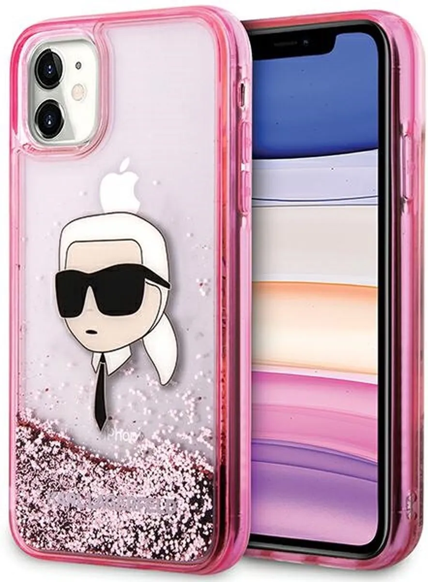 Karl Lagerfeld KLHCN61LNKHCP iPhone Hoesje - Roze Glitter