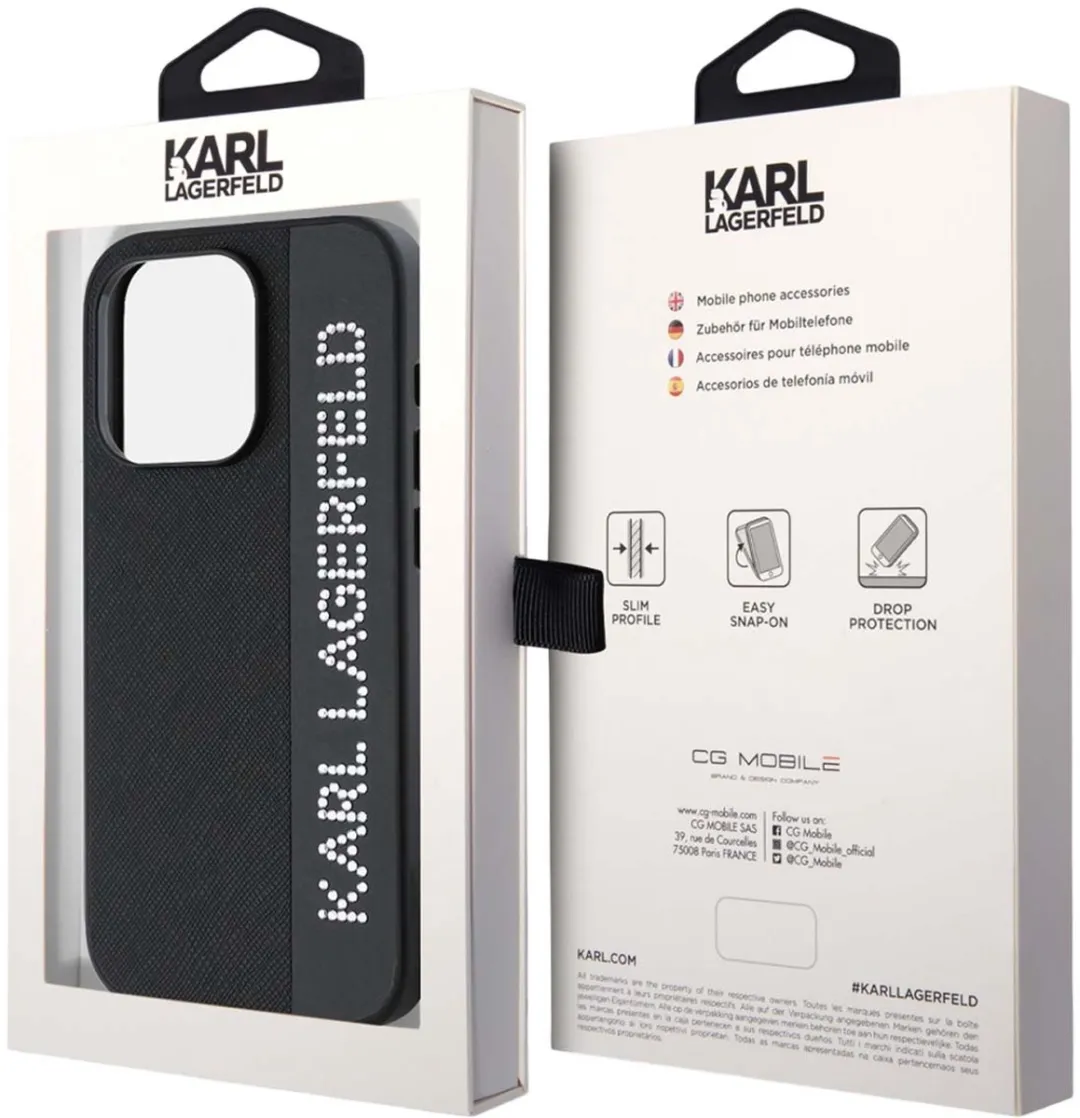 Karl Lagerfeld Saffiano iPhone 15 Pro Max Hoesje - Zwart KLHCP15XPSAKDGCK