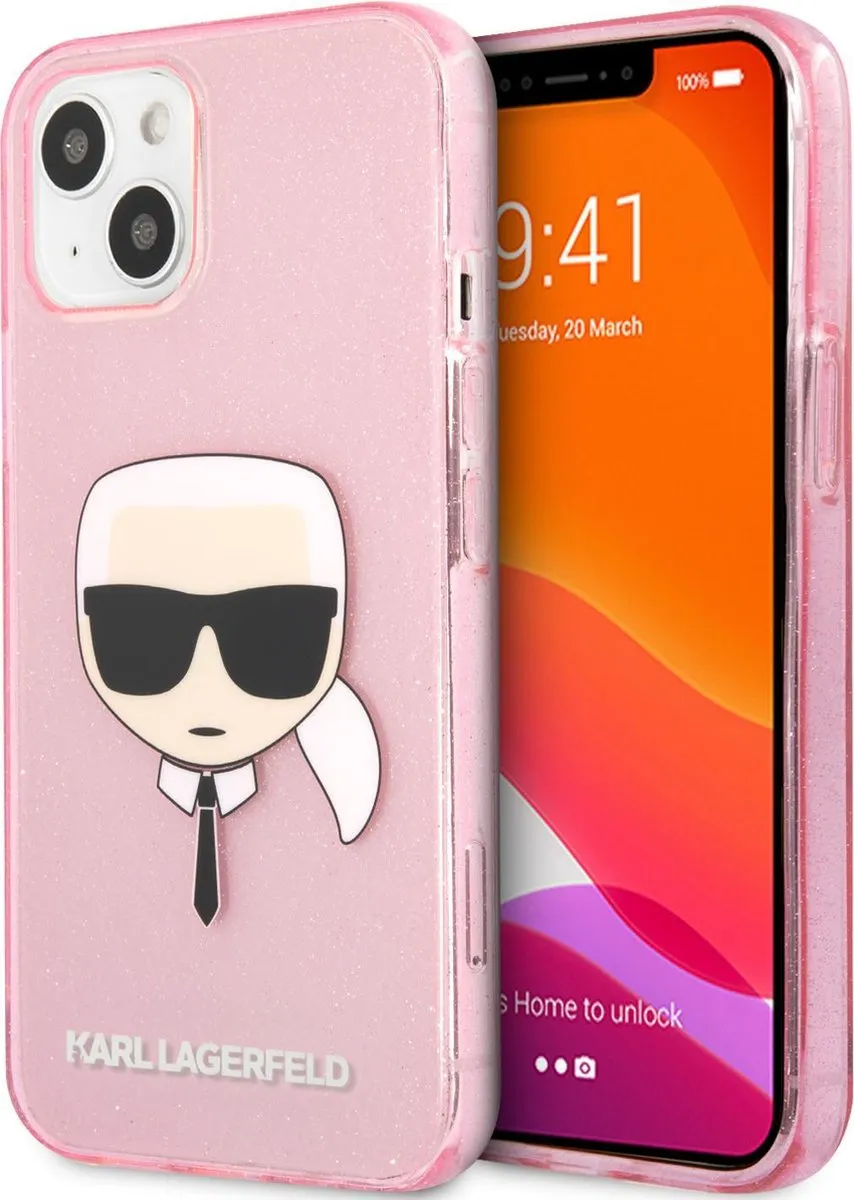 Karl Lagerfeld Transparante Roze TPU Hoesje iPhone 13 Mini