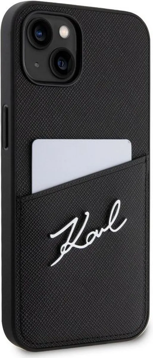 Karl Lagerfeld Saffiano Card Back Case KLHCP13SFBK - iPhone 13 - Zwart