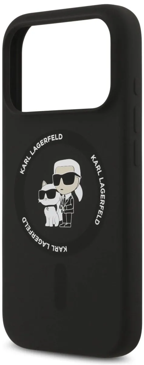 Karl Lagerfeld Silicone Case Karl&Choupette Ring MagSafe - iPhone 17 - Zwart