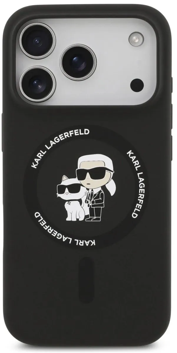 Karl Lagerfeld Silicone Case Karl&Choupette Ring MagSafe - iPhone 17 - Zwart