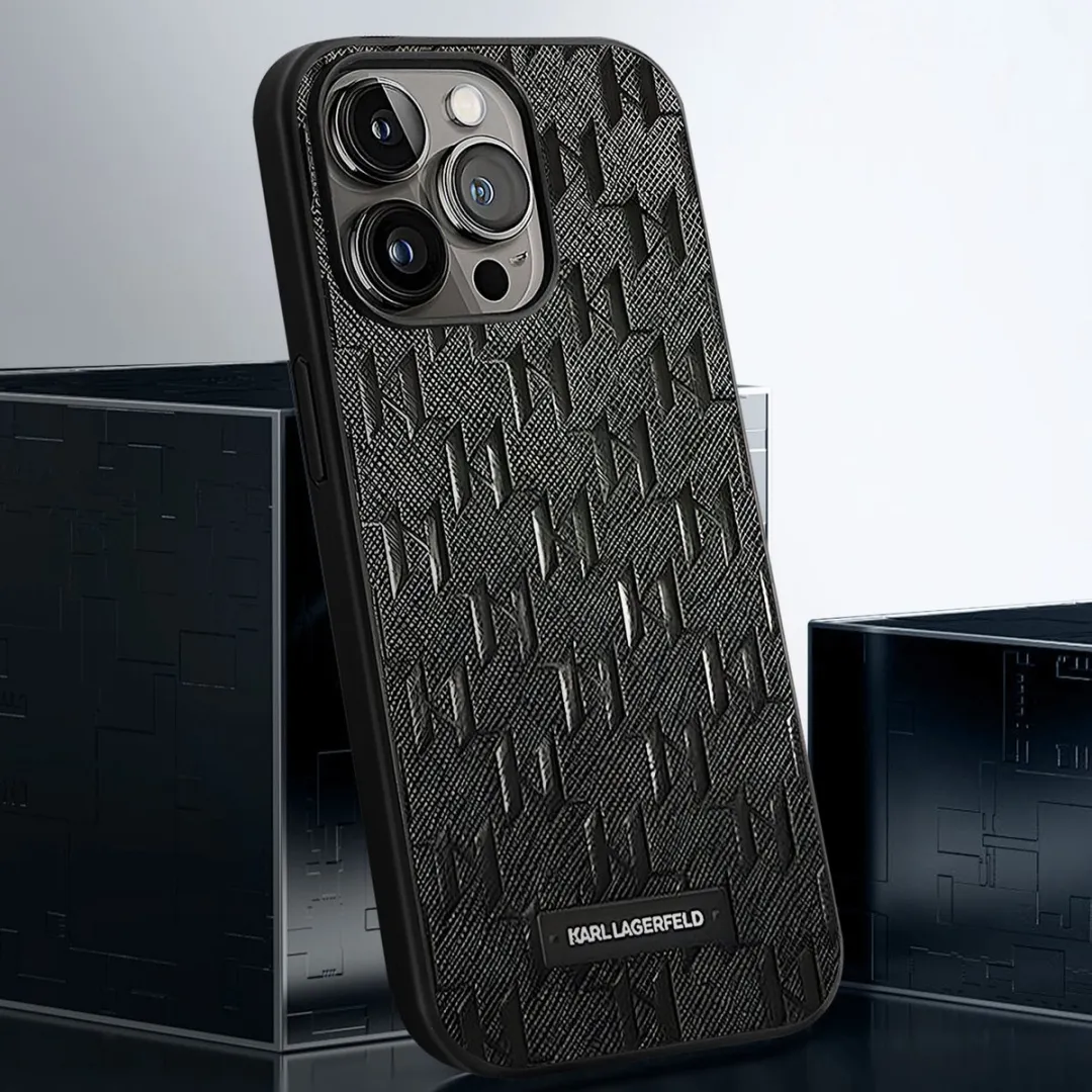 Karl Lagerfeld Saffiano Back Cover - iPhone 14 Pro - Zwart - afbeelding 6 van 6