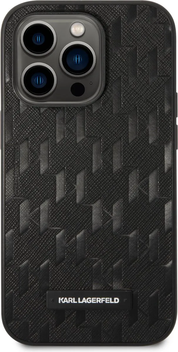Karl Lagerfeld Saffiano Back Cover - iPhone 14 Pro - Zwart