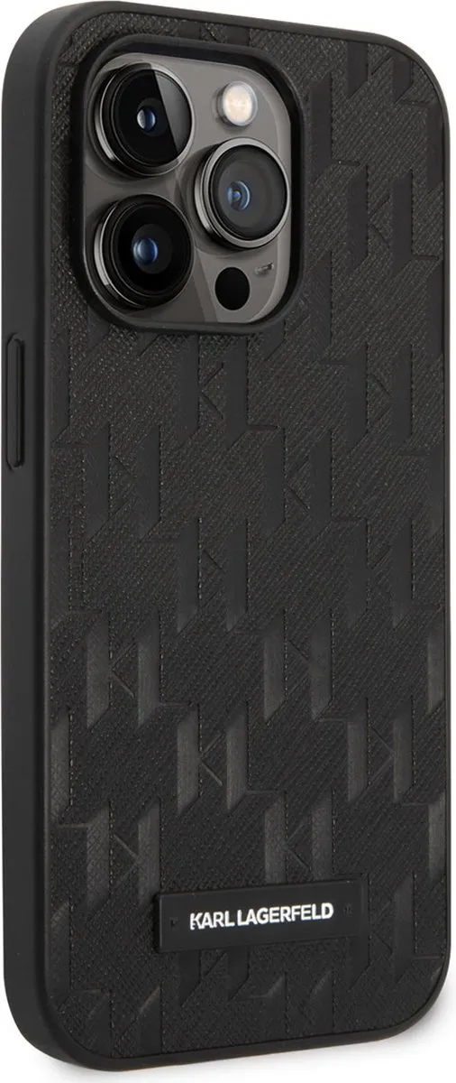 Karl Lagerfeld Saffiano Back Cover - iPhone 14 Pro - Zwart