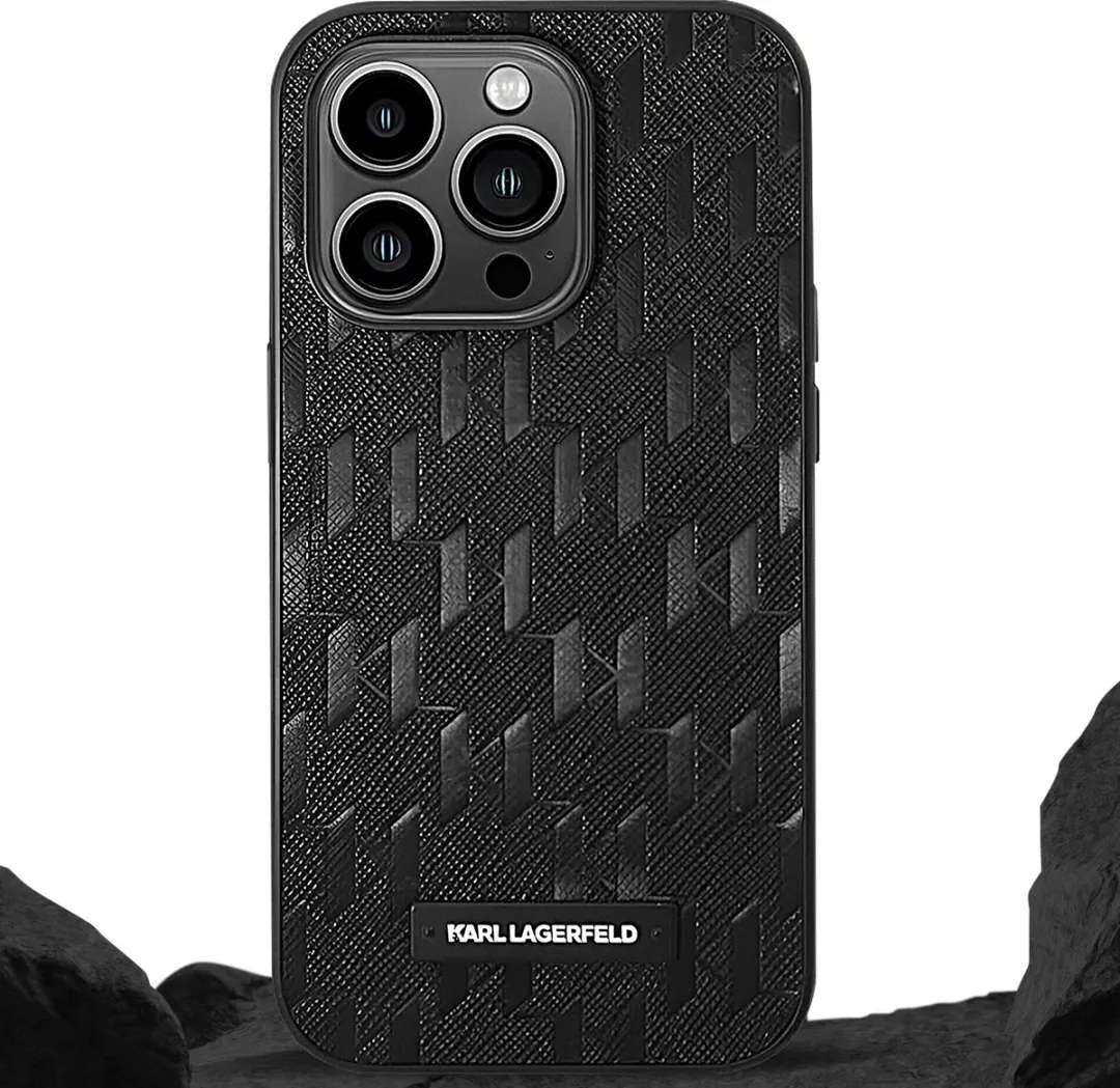 Karl Lagerfeld Saffiano Back Cover - iPhone 14 Pro - Zwart