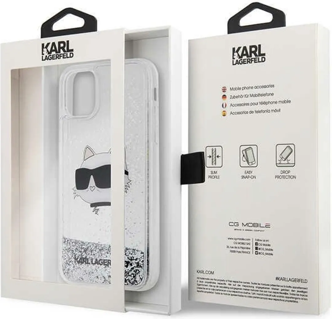 Karl Lagerfeld KLHCN61LNCHCS Hoesje iPhone 11/XR - Zilver Glitter