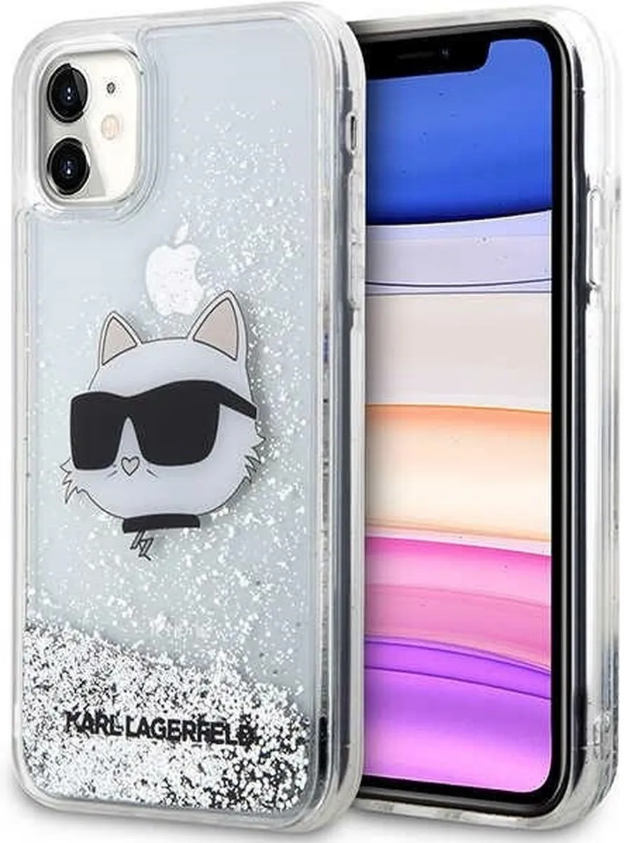 Karl Lagerfeld KLHCN61LNCHCS Hoesje iPhone 11/XR - Zilver Glitter