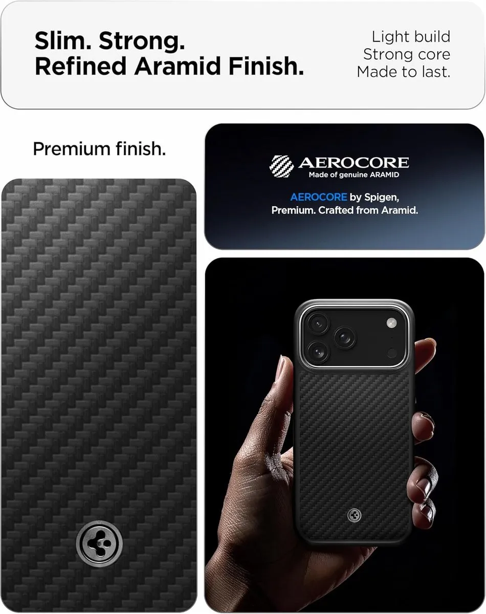 Spigen Enzo Aramid MagFit Hoesje - iPhone 17 Pro - Zwart