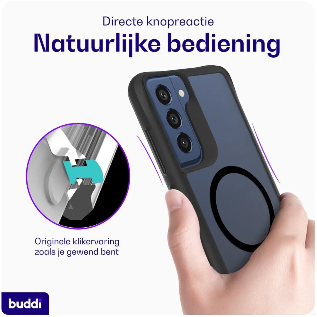 Buddi Hybrid Hoesje Samsung Galaxy S21 FE - MagSafe - Matte Zwart