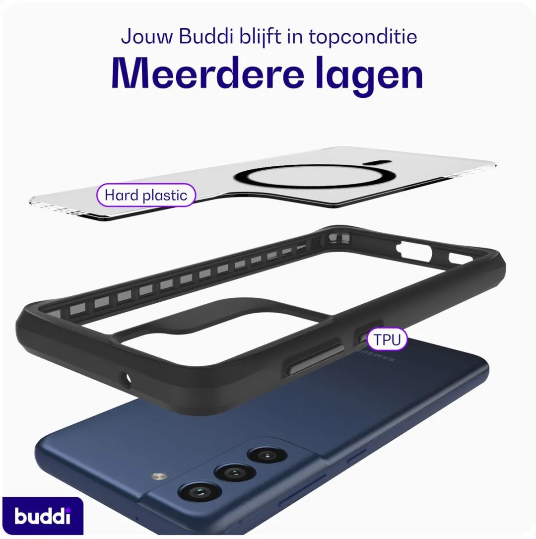 Buddi Hybrid Hoesje Samsung Galaxy S21 FE - MagSafe - Matte Zwart