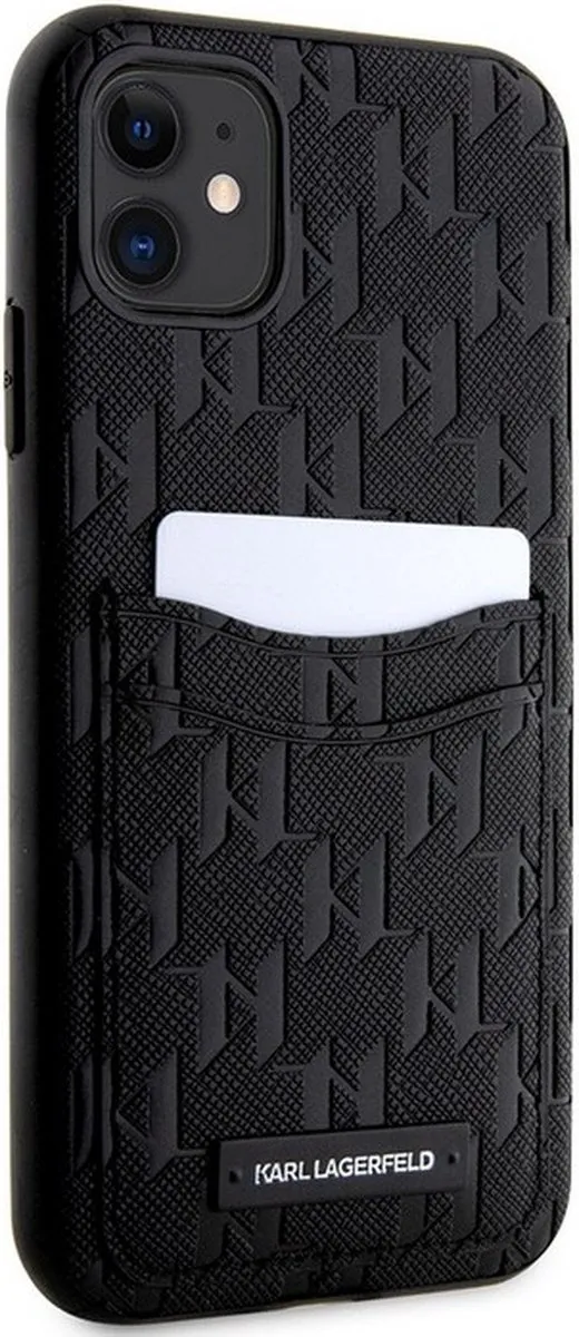 Karl Lagerfeld Saffiano Monogram Hoesje - iPhone 11 - Zwart