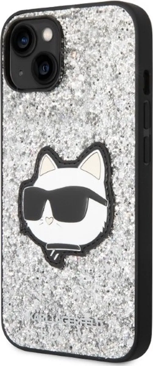 Karl Lagerfeld KLHCP14MG2CPS iPhone 14 Plus Hoesje - Glitter Choupette - Zilver