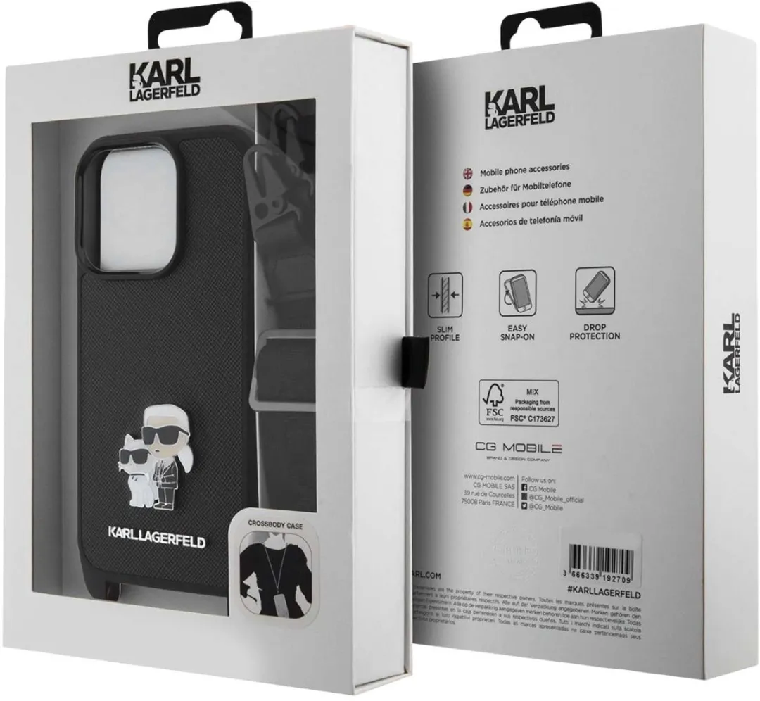 Karl Lagerfeld Hoesje iPhone 15 Pro KLHCP15LSAKCPBK - Zwart