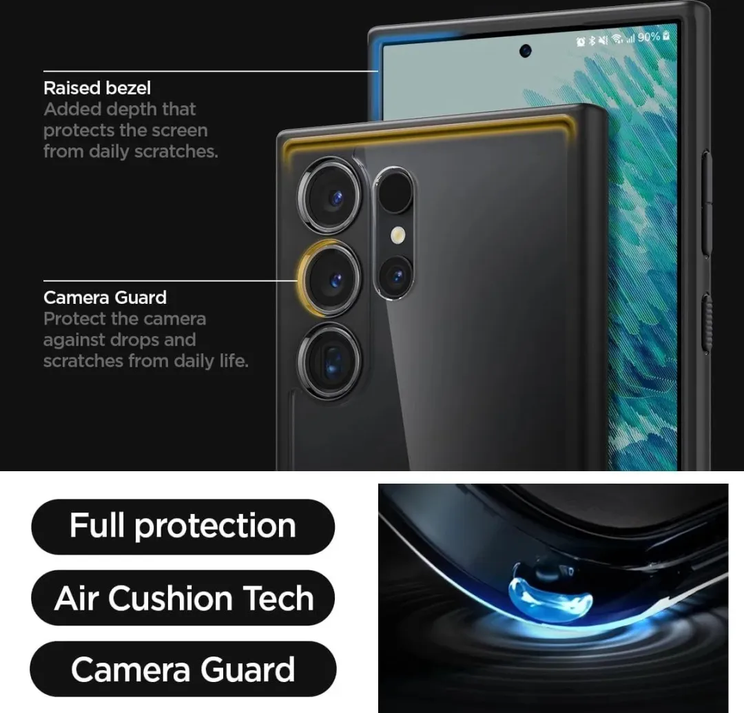Spigen Samsung Galaxy S24 Ultra Ultra Hybrid Hoesje - Mat Zwart