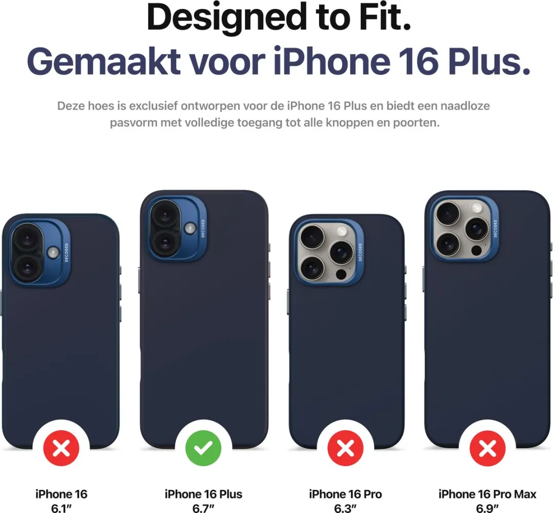 Decoded Siliconen Hoesje iPhone 16 Plus - Navy Blauw Print - Antibacterieel - afbeelding 6 van 6