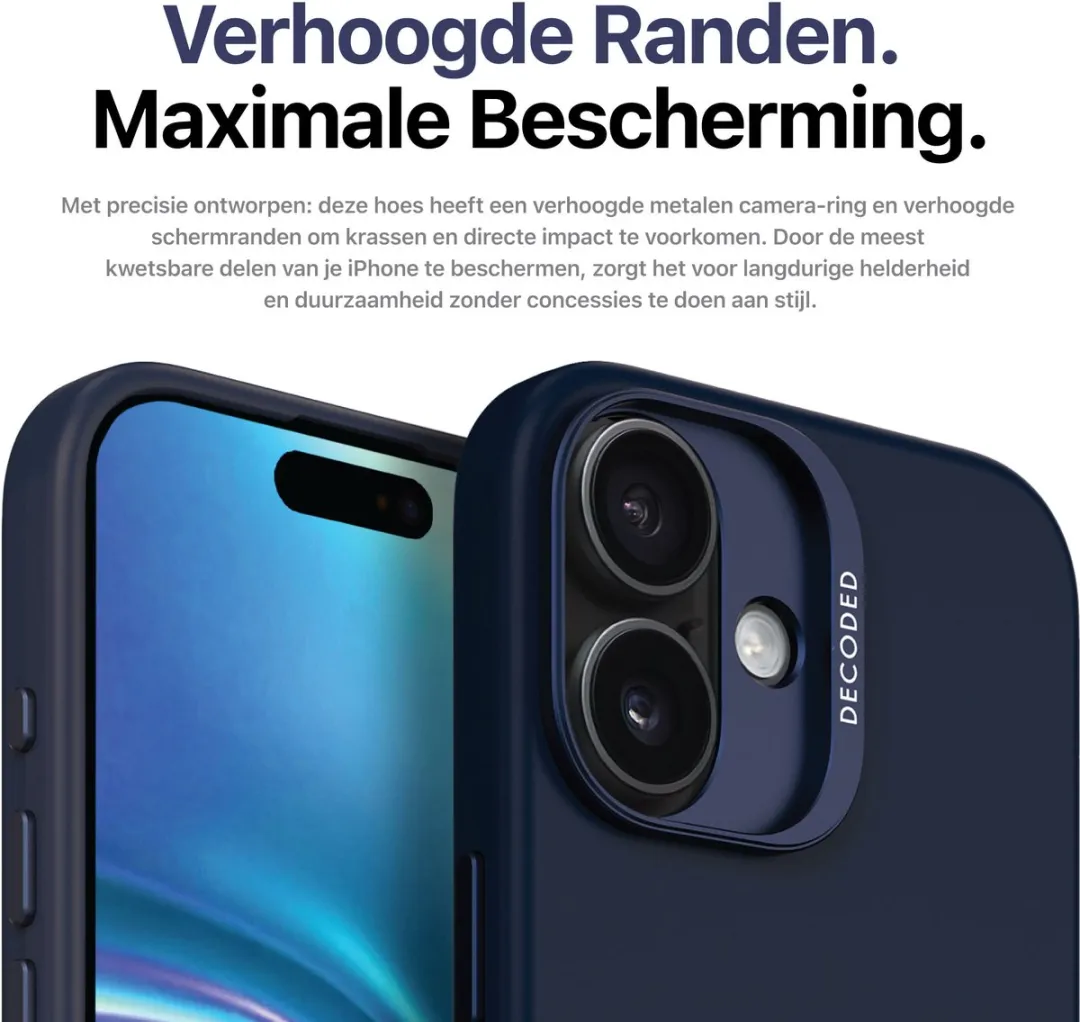 Decoded Siliconen Hoesje iPhone 16 Plus - Navy Blauw Print - Antibacterieel - afbeelding 4 van 6