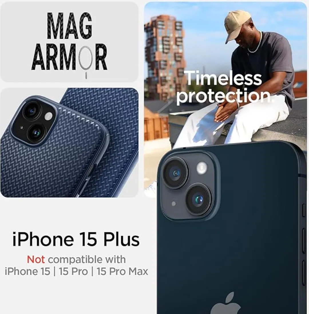 Spigen Mag Armor Hoesje - iPhone 15 Plus - Blauw - afbeelding 6 van 6