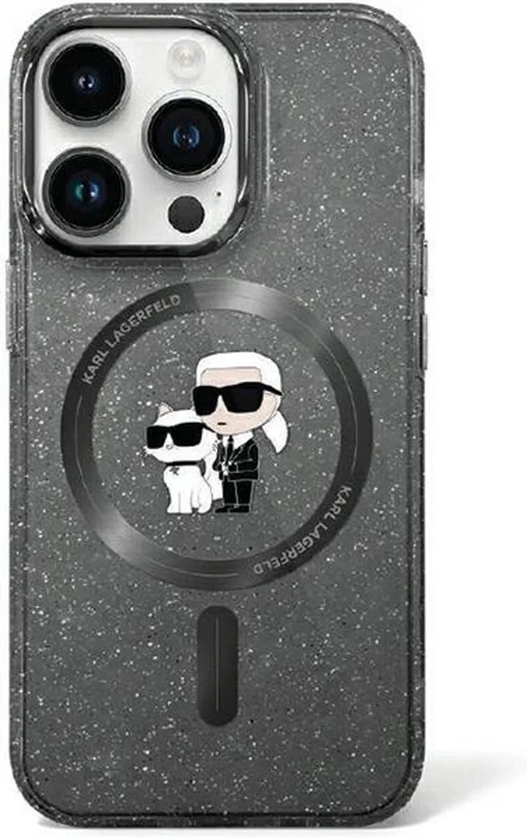 Karl Lagerfeld Karl&Choupette Glitter MagSafe Hoesje iPhone - Zwart - afbeelding 2 van 3