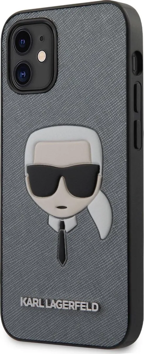 Karl Lagerfeld Saffiano iPhone 12 Mini Hoesje - Zilver - afbeelding 6 van 6