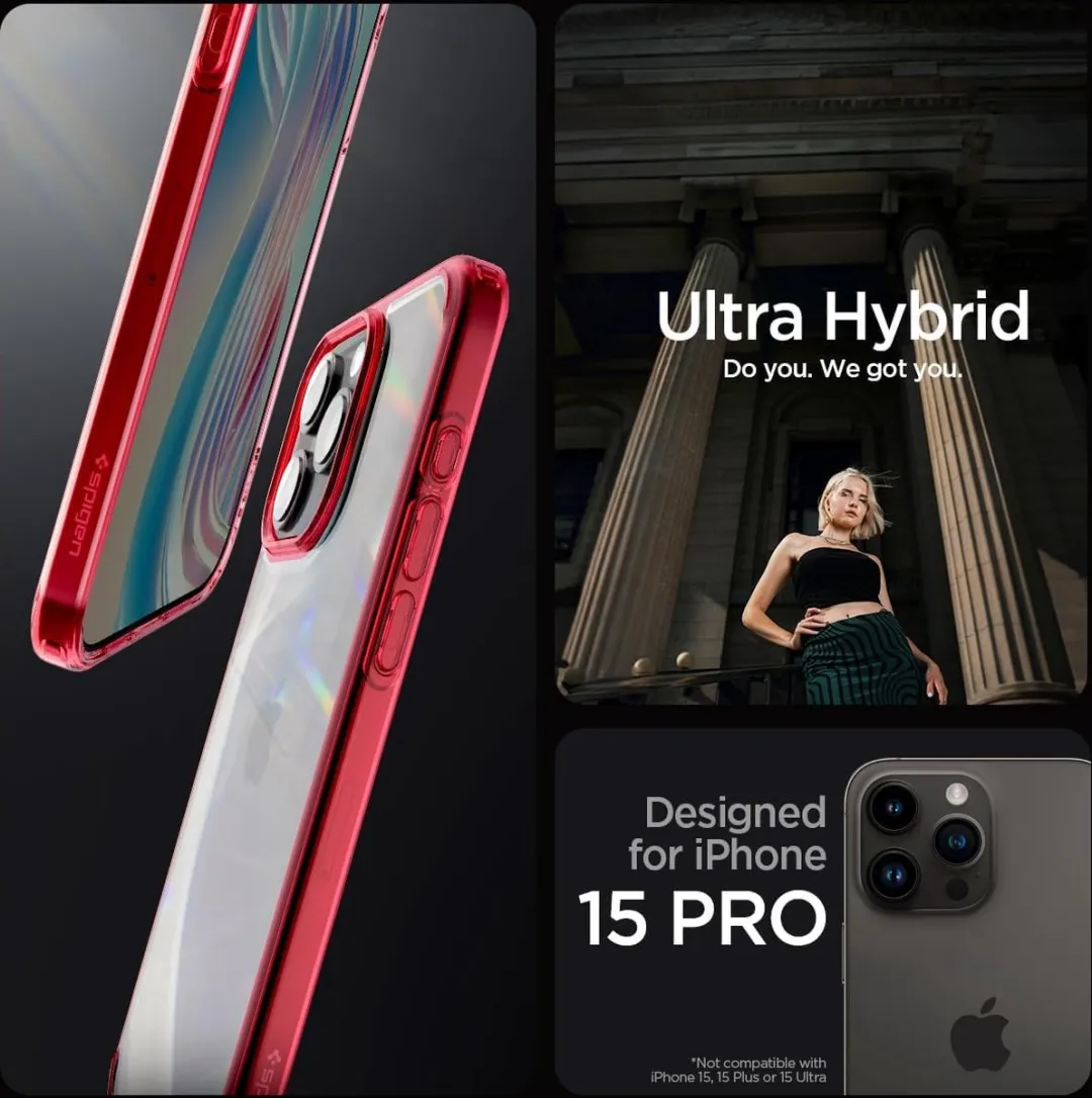 Spigen Ultra Hybrid Back Cover iPhone 15 Pro Max - Rood