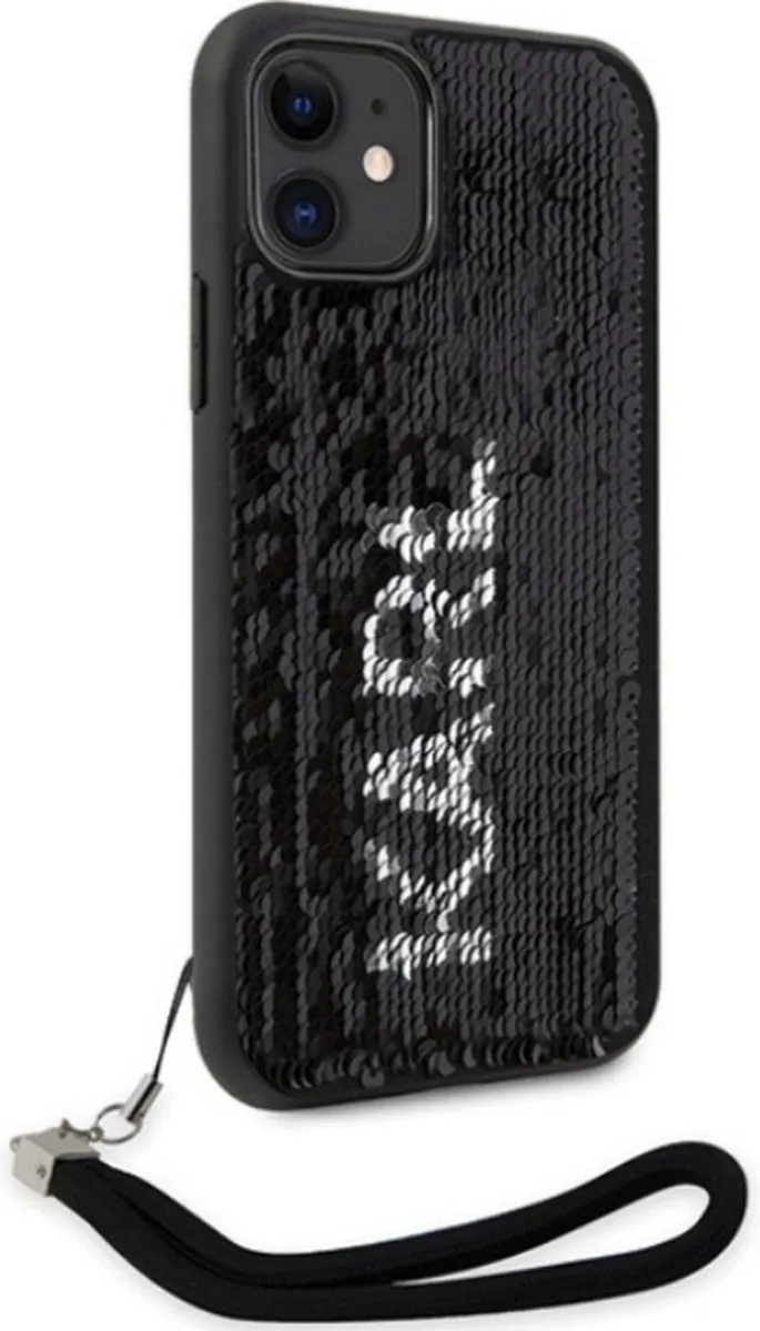Karl Lagerfeld Reversible Sequins Back Case - iPhone 11/XR 6.1" - Zwart/Grijs