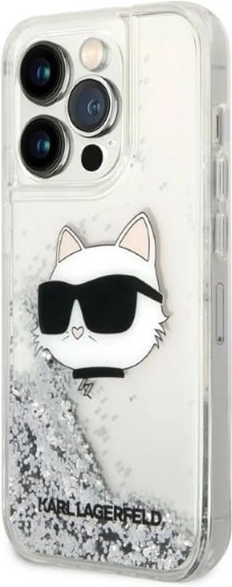 Karl Lagerfeld KLHCP14LLNCHCS iPhone 14 Pro Hoesje - Glitter Choupette - Zilver