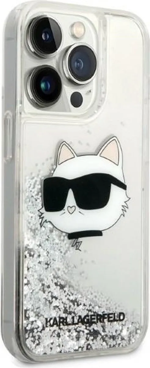 Karl Lagerfeld KLHCP14LLNCHCS iPhone 14 Pro Hoesje - Glitter Choupette - Zilver