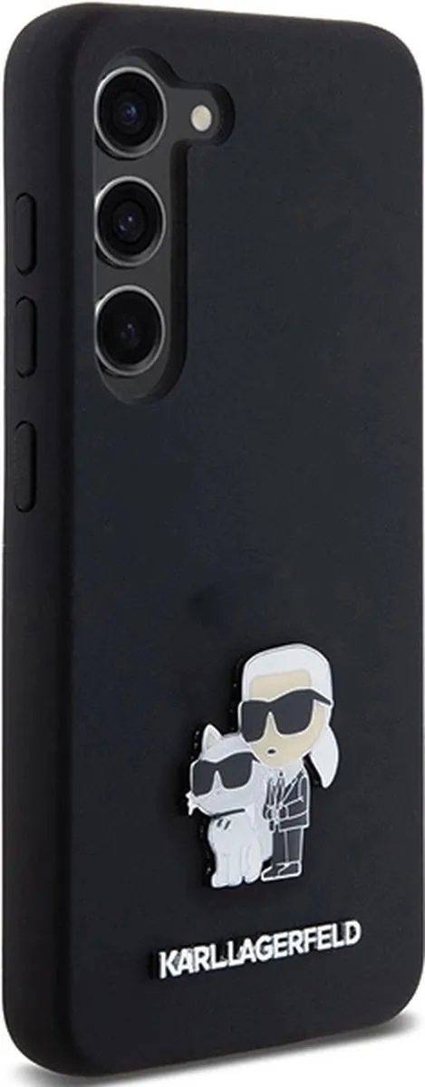 Karl Lagerfeld Siliconen Karl&Choupette Pin Hoesje - Samsung Galaxy S24 - Zwart