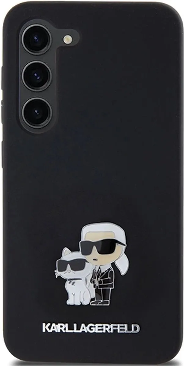 Karl Lagerfeld Siliconen Karl&Choupette Pin Hoesje - Samsung Galaxy S24 - Zwart