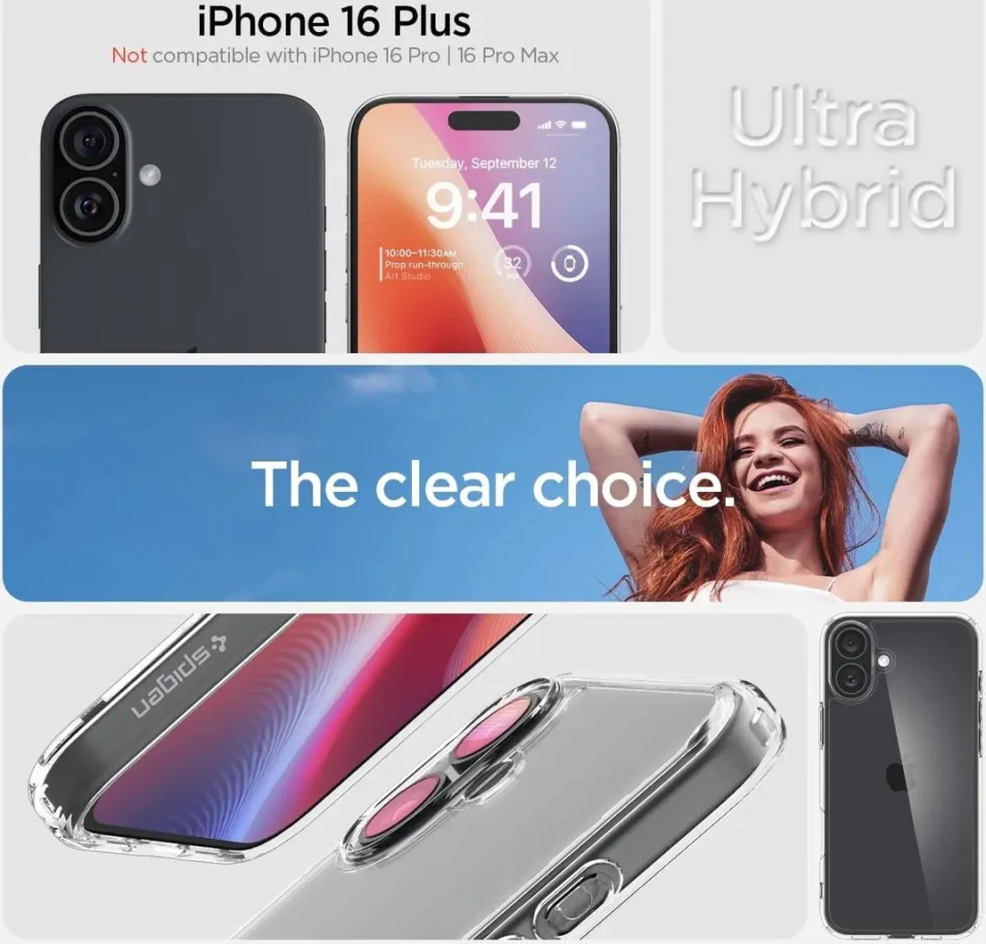 Spigen Ultra Hybrid Back Cover iPhone 16 Plus - Transparant