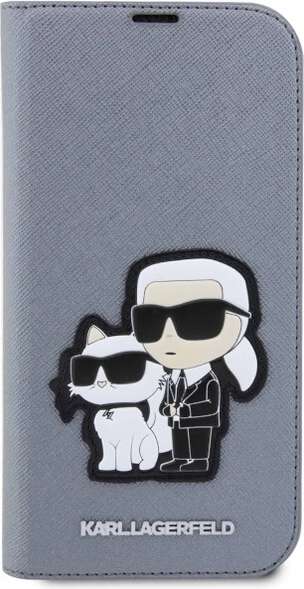 Karl Lagerfeld KLBKP14LSANKCPG Hoesje iPhone 14 Pro - Zilver Saffiano